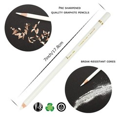 White Charcoal Pencils Set 3pc Sketch Drawing Shading Highlighting Art