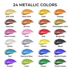 Metallic Acrylic Paint Set, 24 Colors, 2 Oz Bottles – Perfect for Artists