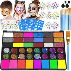 Festival Face Painting Kit – 42 Colors, Stencils, Gems