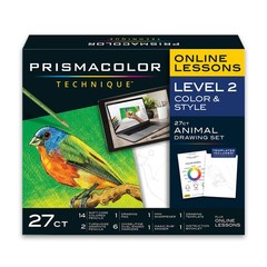 Technique, Art Supplies and Digital Art Lessons, Animal Drawings Set, Level 2, H