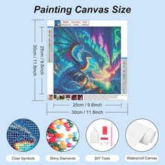 FHBUBPUP 5D Dragon Diamond Painting Kits for 30 cm x 30 cm, Multicolored