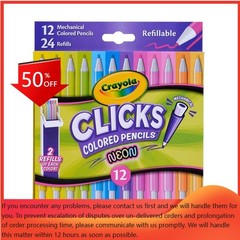 Crayola 12ct CLICKS Mechanical Colored Pencils -Neon,Art School Supplies,Ages 6+