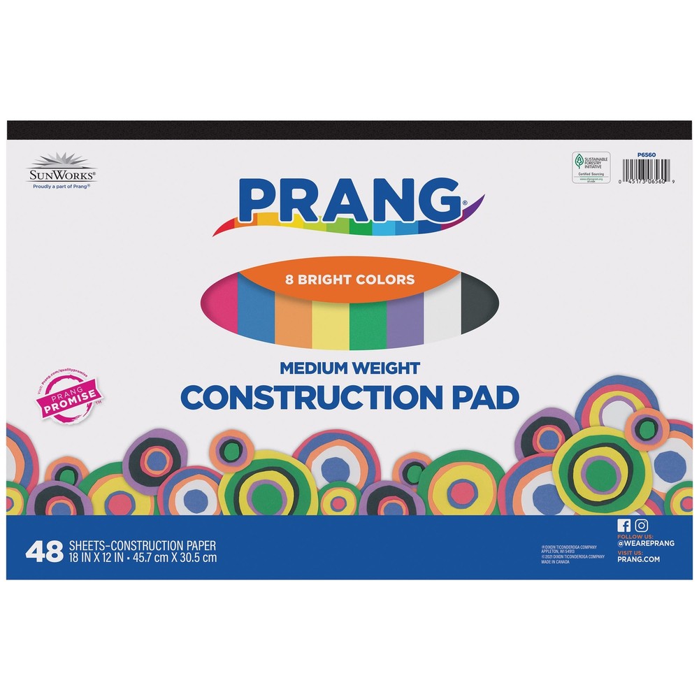 Construction Paper Pad 18″ x 12″ 8 Colors Heavyweight School Art Projects