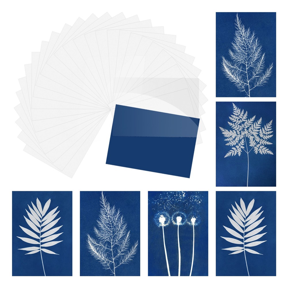 Cyanotype Paper,24 Sheet Sun Print Paper White Crafts with Board, 5.8×8.3″