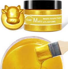 Metallic Gold Acrylic Paint, 120ML Pearlescent Effect, Non-Toxic, For Crafts & A