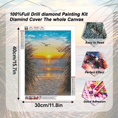 Sunset Beach Diamond Art Kits for Adults,Scenery Diamond Painting Kits for Aduul
