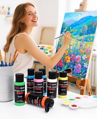 50-Color Acrylic Paint Set, 2oz w/10 Brushes for Artists & Crafts