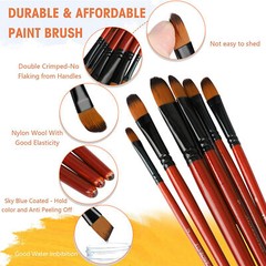 Comfortable Grip Paint Brush Set 18pc for Detailed Areas with Wooden Handles