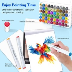 80 Color Alcohol Base Markers Double Pointed Chisel Fine Permanent Painting