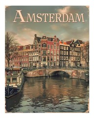 Vintage Amsterdam Canal View Wall Art Urban Scene Wall Art Home Decor