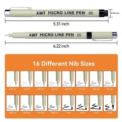 16pcs Fineliner Micro Drawing Art Pens, Black Waterproof Pigment Ink Set for …