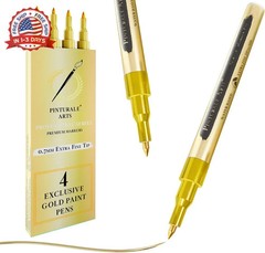 4 Gold Paint Pen Fine Tip | Set 4 Gold Paint Marker Metallic | Extra Fine Tip 0,