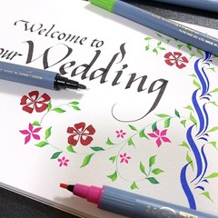 ZIG Calligraphy Marker Pens, 12 Colors set, 2mm & 3.5mm Dual Tip Markers, for