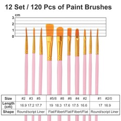 Painting Brush Palette Set with 120pcs Brushes 12pcs Palette Light Pink