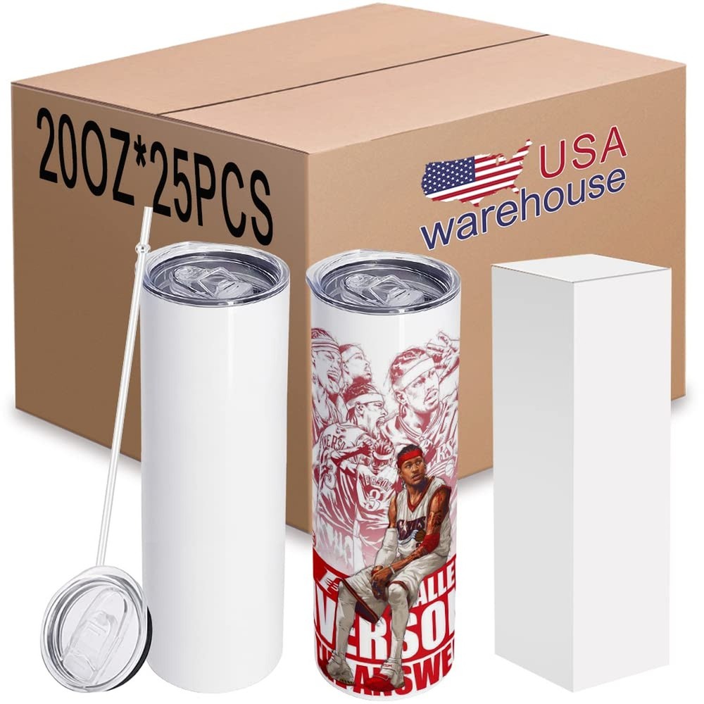 25Pack 20 oz Sublimation Blank Tumblers bulk Skinny, Stainless Steel Double W…