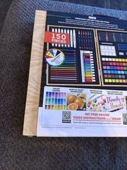 New 150 Piece Art Set Wood Case Deluxe Wooden Box Artist Deluxe Artist Set