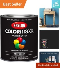 Krylon COLORmaxx 1 Quart Flat Black Acrylic Paint – Fast-Drying, Indoor/Outdoor
