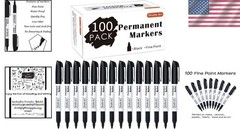 100 Black Permanent Markers for Doodling, Writing