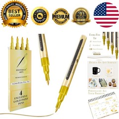 4 Gold Paint Pen Fine Tip | Set 4 Gold Paint Marker Metallic | Extra Fine Tip…