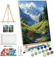 JOOZ Landscape Paint by Numbers for Adults Beginner with Easel Mountain Paint by