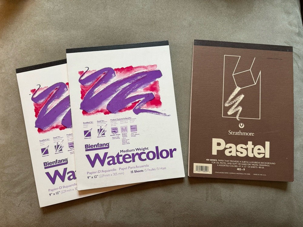 LOT Bienfang Watercolor Medium Weight Paper 9×12 15 Sheet + pastel pad NEW