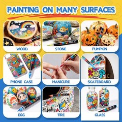 72 Colors Acrylic Paint Markers, Automatic Ink Control Acrylic Paint Marker P…