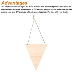 Hanging Wood Sign with Rope, Triangle Shape Wooden Label 4.7″x4″ , 20pcs