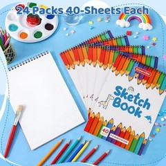 24 Pack Kids Drawing Pad 40 Sheets Each Perfect for Art and Creative Projects