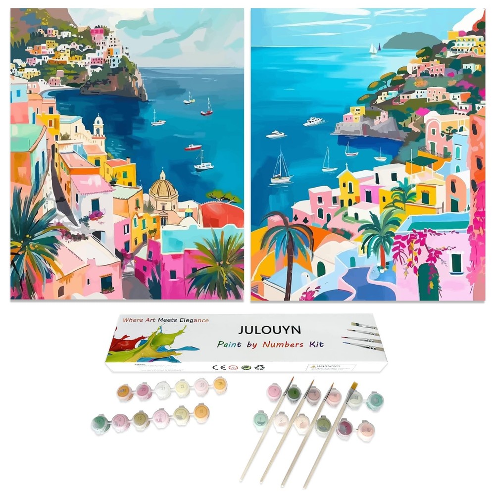 JULOUYN 2 Pack Paint by Numbers Kit for Adults Large, Amalfi Coast-02