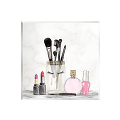 Trendy Makeup Brushes Polished Fashion Cosmetics Wood Wall Art, Design By Kim