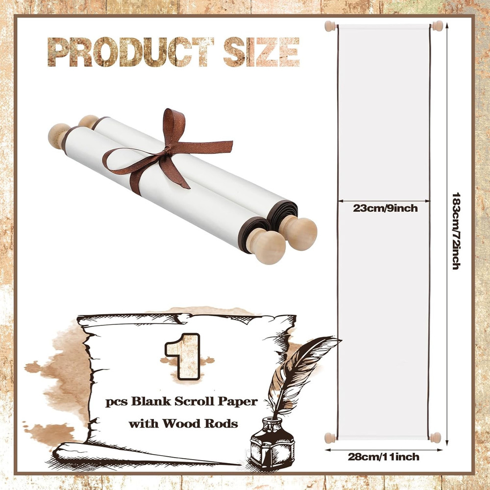 1 Pcs Blank Scroll Paper with Wood Rods for Naughty or Nice List, Writing, We…