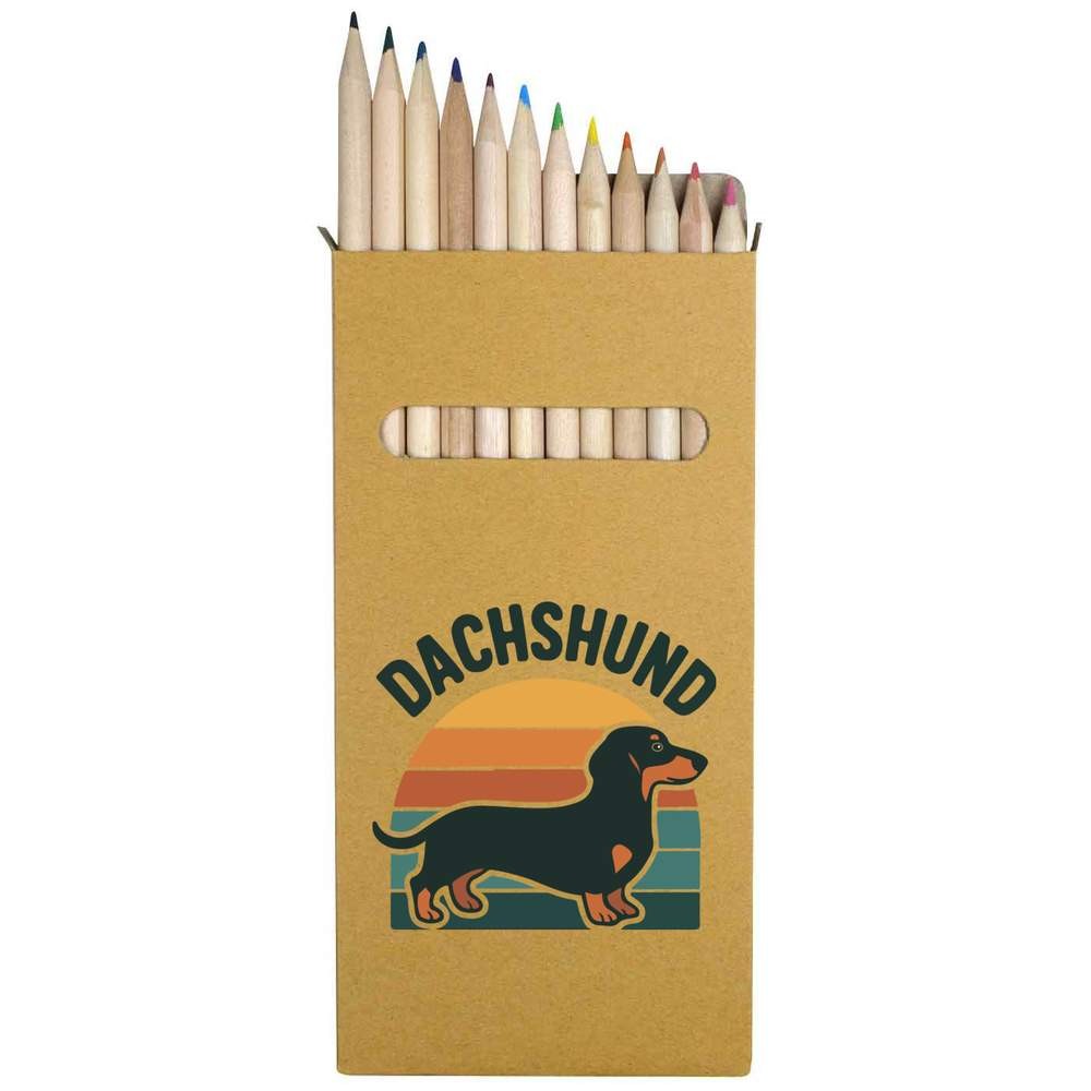12 x ‘Dachshund Dog’ Long 178mm Coloured Pencils / Pencil Set (PE00080533)