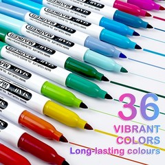 36 Colors Permanent Markers – Assorted Vibrant Colors, Quick Drying, Fade Res…