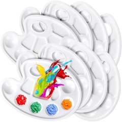 FANDAMEI Oval Paint Tray Palettes, 8 PCS Plastic White 9 x 6.7 Inch,