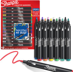 Sharpie Creative Markers, Water-Based Acrylic, Bullet Tip, Assorted Colors, 12