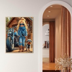 Girls Motorcycles Paint By Numbers Kit For Adults DIY Wall Art Decoration Art