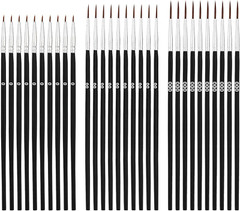 30Pcs Detail Paint Brushes, Fine Tip Paint Brush with 3 Sizes #0#00#000 Mini