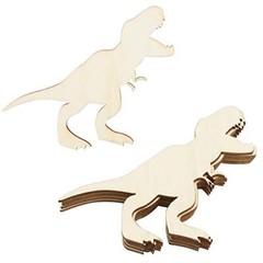 48 Pack Unfinished Wooden Dinosaur Animal Cutouts,Pterosauria,Tyrannosaurus