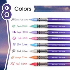 WRITECH Liquid Ink Rollerball 8 Count (Pack of 1), Vivid Color 0.5mm 8ct