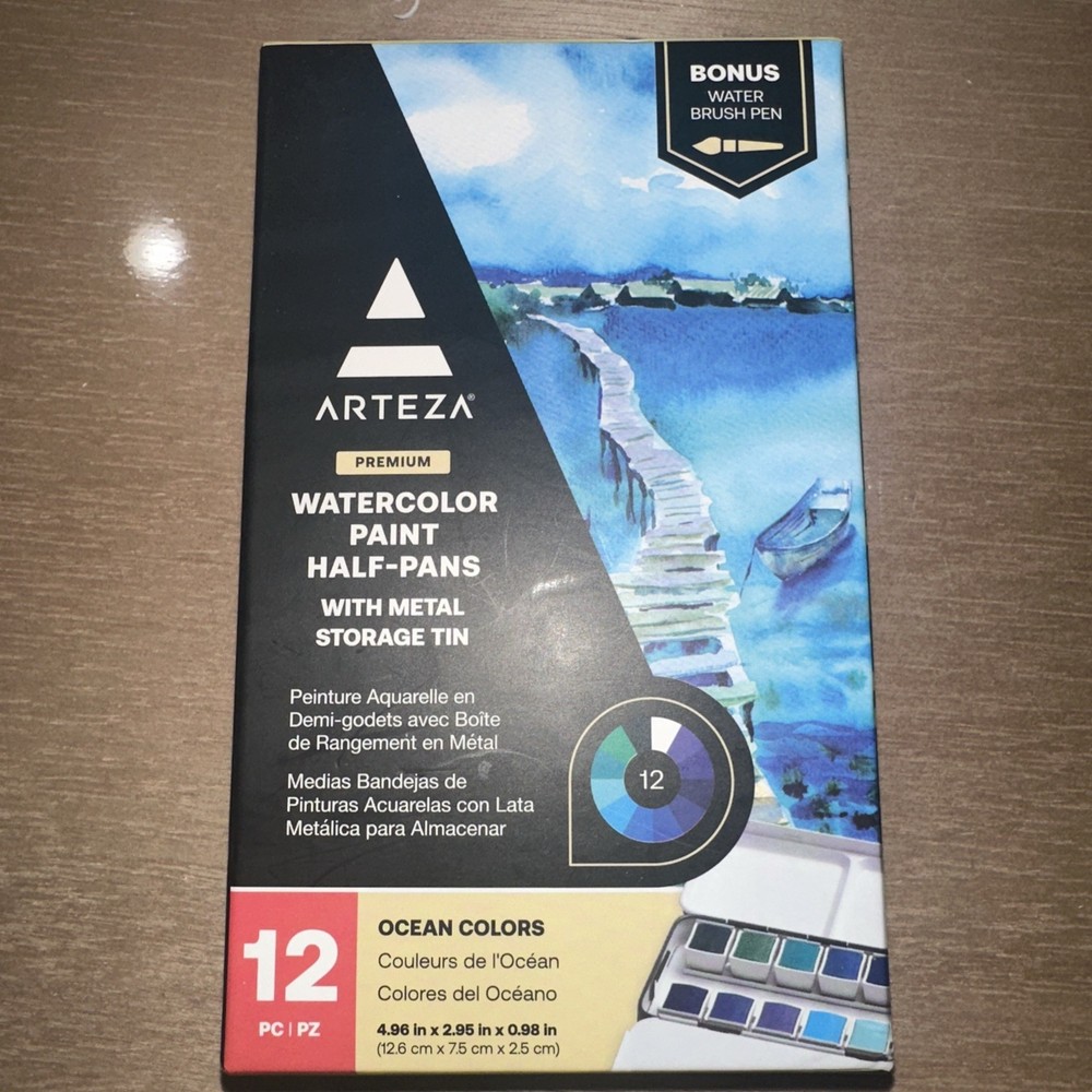 Arteza Watercolor Paint Ocean Colors Half-Pans, 12pc SEALED “FREESHIP ⭐️