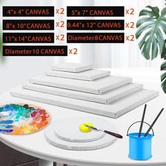 14 Packs Stretched Canvases for Painting, Multi Pack 11X14, 9.44X12, 8X10, 5X7,