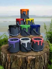 Dripping Paint Bucket Pen Holder with 3 Slots Desk Organizer color 3-d printed