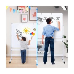 Large Rolling White Board, 48×36 in Double-Sided Mobile Whiteboard, maxtek Re…