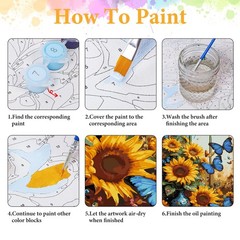 Paint by Numbers Kit for Adults Beginner Sunflower, Butterfly Adult Paint by Num
