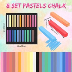 192 Pcs Soft Pastels for Artists Color Pastels Set Square Chalk Sticks 8 Boxe…
