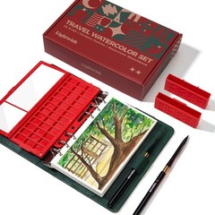 Portable Watercolor Sketchbook Set – 100% Cotton Hot Press 6.7×3.9 Inch Binde…