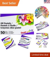 Arts Oil Pastels – 50 Color Set with Metallic and Fluorescent Packs, 3pk Set
