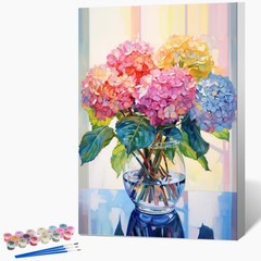 Framed Paint by Numbers Kit for Adults Beginner & Kids Ages 8-12, Hydrangea in G