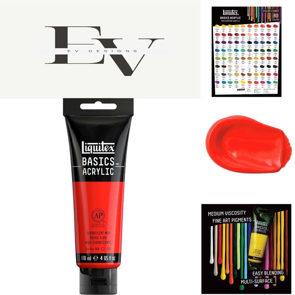 4oz BASICS Bright Fluorescent Red Acrylic Paint – Fade Resistant Excellence