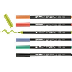 Edding 4200 Porcelain Brush Pen – Multicoloured – 6 Pens – Brush Tip 1-4 Mm –